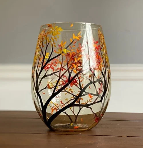 Skanto | Hand-Painted Wine Glasses – Four Seasons Art & Elegance