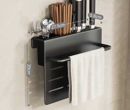 ChefSpace Wall-mounted Knife Holder with Storage for Cutting Boards – Stainless Steel Karnz