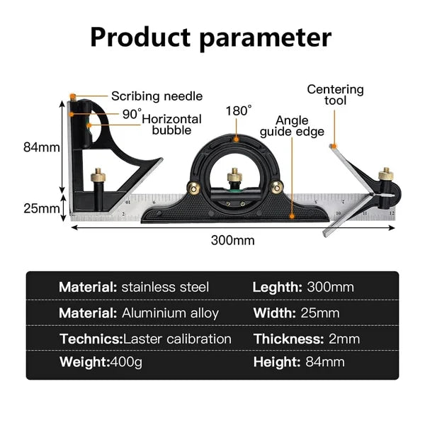 Multifunctional Combination Protractor Set, make your work more efficient! 💼🏃‍♂️