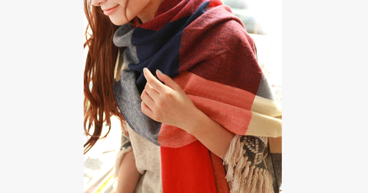Skanto | Checkered Wool Scarf and Shawl - Various Colors