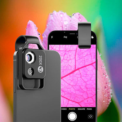 BowLift | MicroZoom Clip-On Phone Microscope – 200x Magnification Lens with LED Light