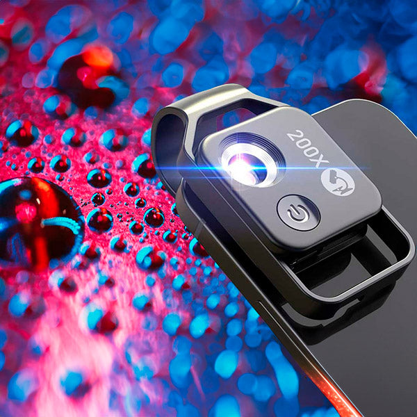 BowLift | MicroZoom Clip-On Phone Microscope – 200x Magnification Lens with LED Light