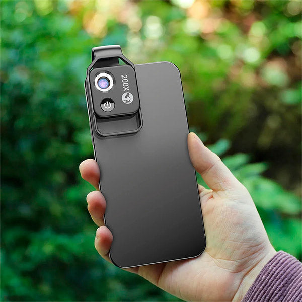 BowLift | MicroZoom Clip-On Phone Microscope – 200x Magnification Lens with LED Light