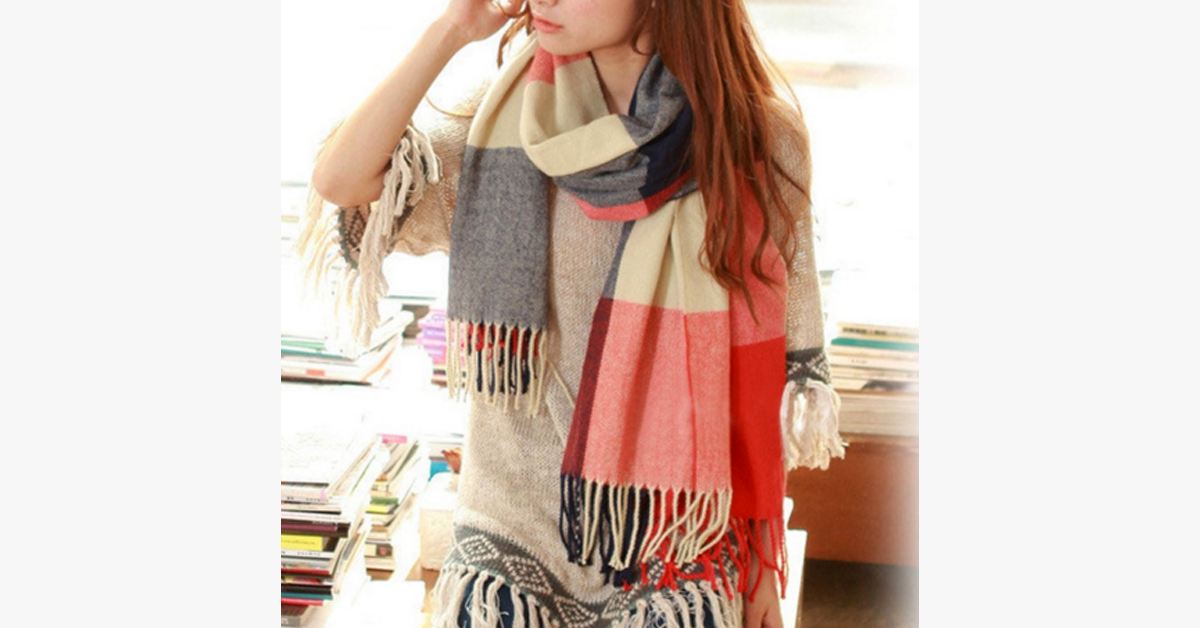 Skanto | Checkered Wool Scarf and Shawl - Various Colors