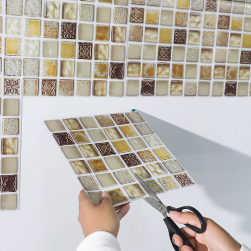 BowLift | Plastic Self-Adhesive Tiles Mosaic Tiles Grid Square Waterproof Self-Adhesive Tile Pack of 12