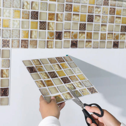 BowLift | Plastic Self-Adhesive Tiles Mosaic Tiles Grid Square Waterproof Self-Adhesive Tile Pack of 12