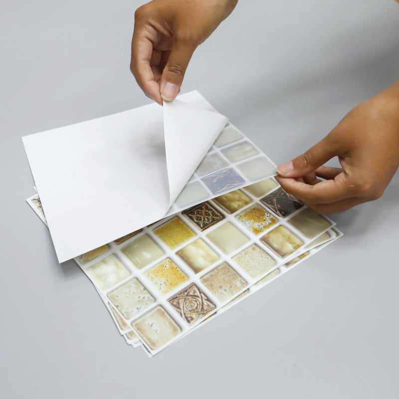 BowLift | Plastic Self-Adhesive Tiles Mosaic Tiles Grid Square Waterproof Self-Adhesive Tile Pack of 12