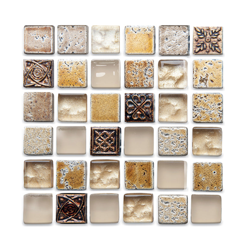 BowLift | Plastic Self-Adhesive Tiles Mosaic Tiles Grid Square Waterproof Self-Adhesive Tile Pack of 12