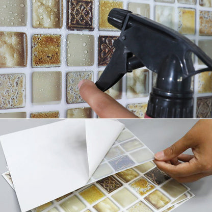 BowLift | Plastic Self-Adhesive Tiles Mosaic Tiles Grid Square Waterproof Self-Adhesive Tile Pack of 12