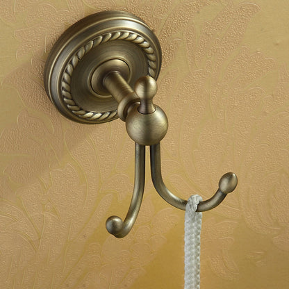 BowLift | Worn Brass Traditional Bathroom Set with Bath Shelf/Paper Holder & Towel Bar