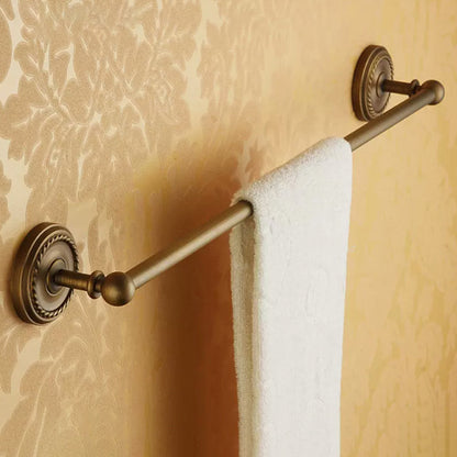 BowLift | Worn Brass Traditional Bathroom Set with Bath Shelf/Paper Holder & Towel Bar