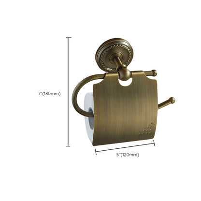 BowLift | Worn Brass Traditional Bathroom Set with Bath Shelf/Paper Holder & Towel Bar