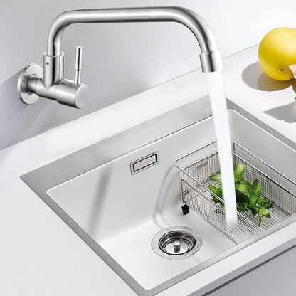 Kalsten | Modern Bridge Water Faucet 304 Stainless Steel Knob Handle Swivel Spout Wall Mounted Faucet