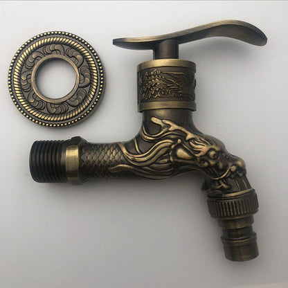 BowLift | Vintage Classic Sink Faucet Zinc Single Handle Dragon Engraving Wall-Mounted Faucet