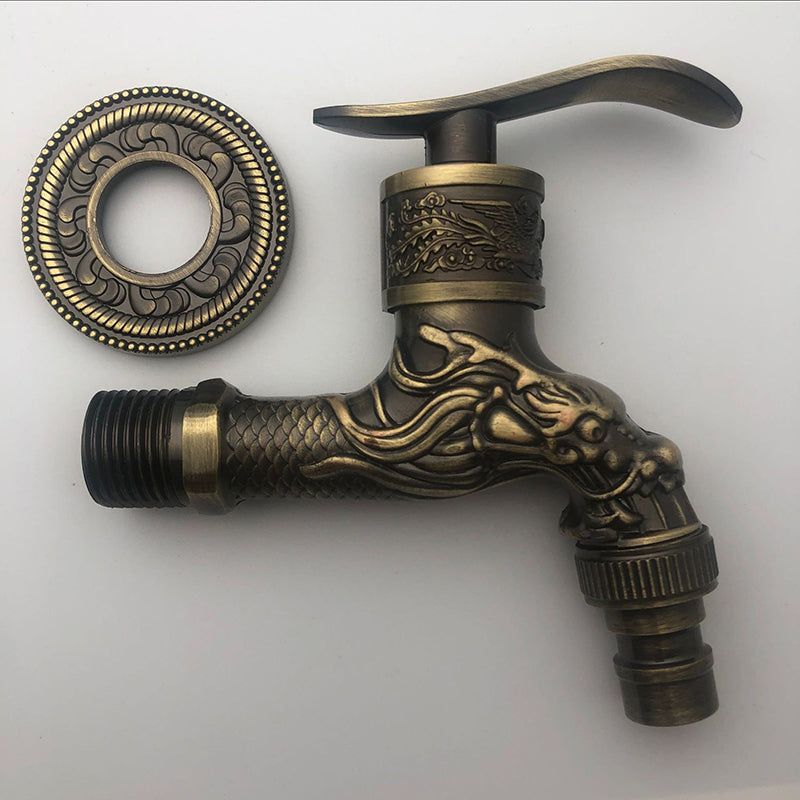 Skanto | Skanto Vintage Classic Faucet Water Lock Single Handle Dragon Engraving Wall Mounted Faucet
