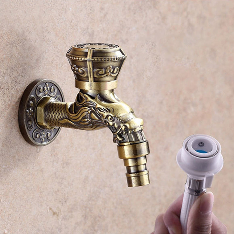 BowLift | Vintage Classic Sink Faucet Zinc Single Handle Dragon Engraving Wall-Mounted Faucet