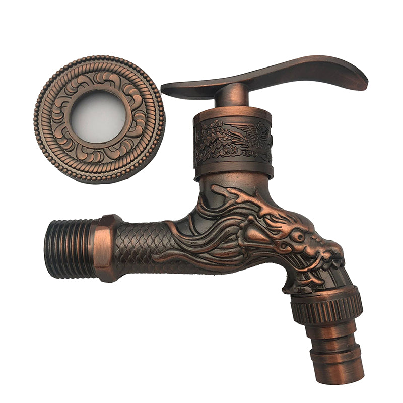 Skanto | Skanto Vintage Classic Faucet Water Lock Single Handle Dragon Engraving Wall Mounted Faucet