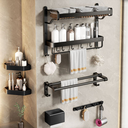 BowLift | Modern Bathroom Set Matte Black Bathroom Shelf Towel Holder Bathroom Accessories Set