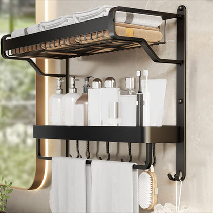 BowLift | Modern Bathroom Set Matte Black Bathroom Shelf Towel Holder Bathroom Accessories Set