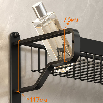 BowLift | Modern Bathroom Set Matte Black Bathroom Shelf Towel Holder Bathroom Accessories Set