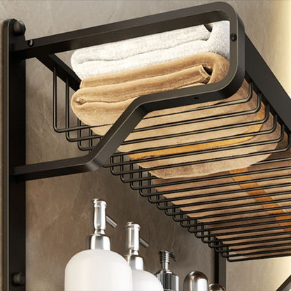 BowLift | Modern Bathroom Set Matte Black Bathroom Shelf Towel Holder Bathroom Accessories Set