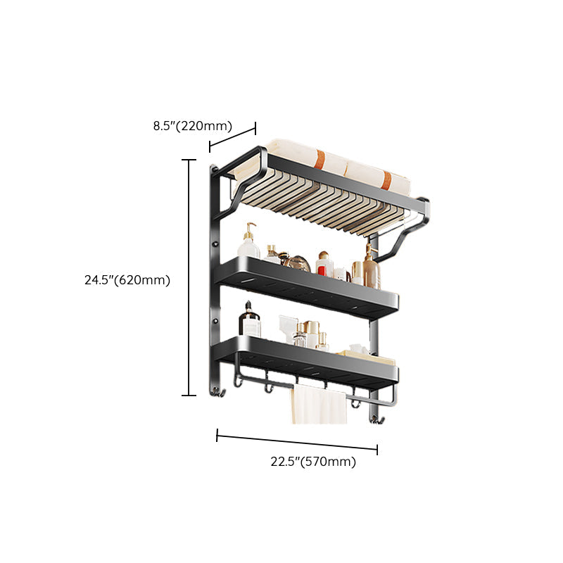 BowLift | Modern Bathroom Set Matte Black Bathroom Shelf Towel Holder Bathroom Accessories Set
