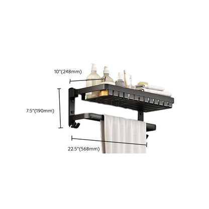 BowLift | Modern Bathroom Set Matte Black Bathroom Shelf Towel Holder Bathroom Accessories Set