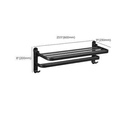 BowLift | Matt Black 5-piece Modern Bathroom Accessory Set with Shelf/Tower Bar & Paper Holder