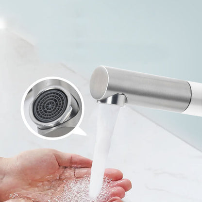 BowLift | Modern Vessel Sink Faucet Stainless Steel Single Handle Low Arc Pull Down Vessel Faucet