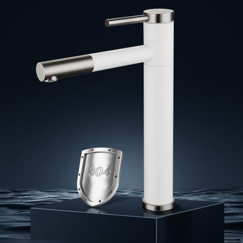BowLift | Modern Vessel Sink Faucet Stainless Steel Single Handle Low Arc Pull Down Vessel Faucet