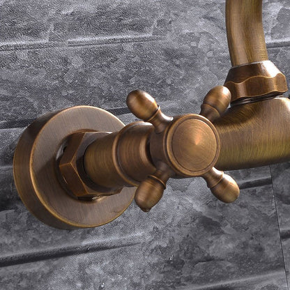 Industrial Bathtub Drain Cover, Wall Mounted, Solid Copper, Double Cross Handle, Low Arc Bathtub Faucet