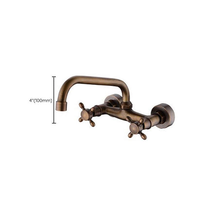 Industrial Bathtub Drain Cover, Wall Mounted, Solid Copper, Double Cross Handle, Low Arc Bathtub Faucet