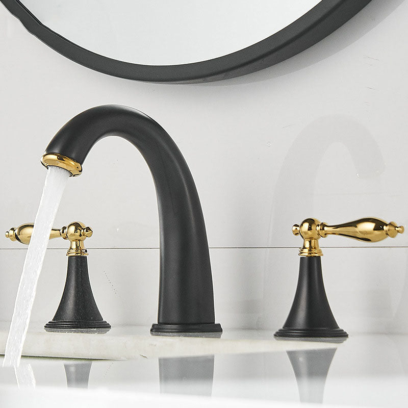 BowLift | Modern widespread sink faucet Simple bathroom double handle faucet with lever handle