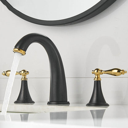 BowLift | Modern widespread sink faucet Simple bathroom double handle faucet with lever handle