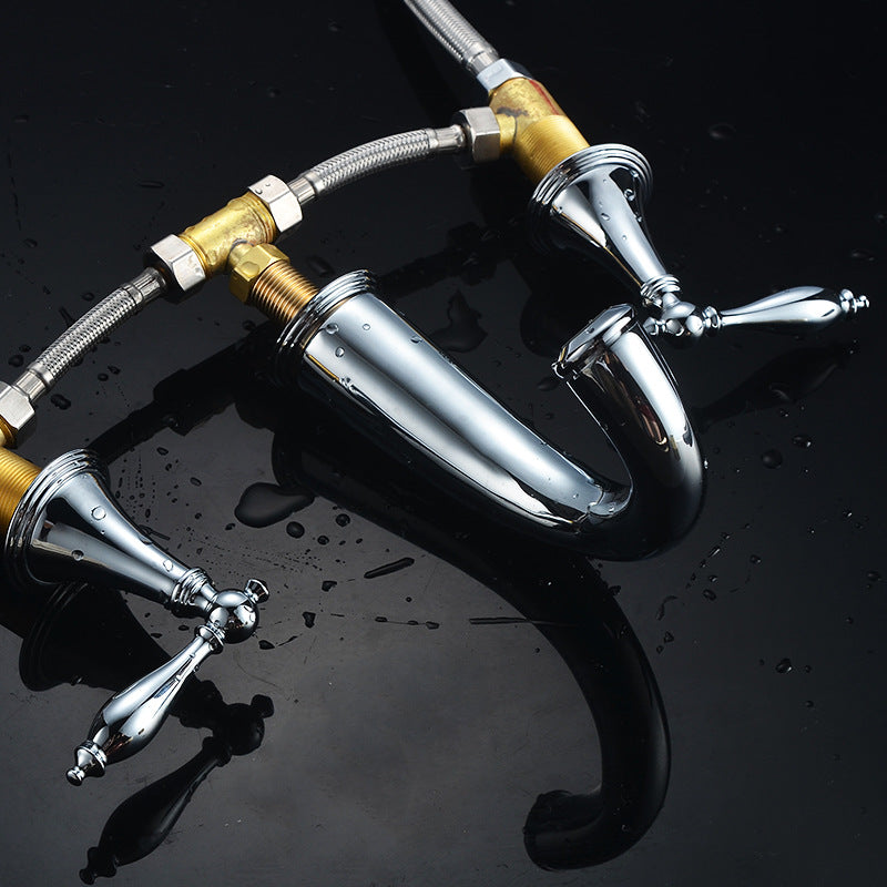 BowLift | Modern widespread sink faucet Simple bathroom double handle faucet with lever handle