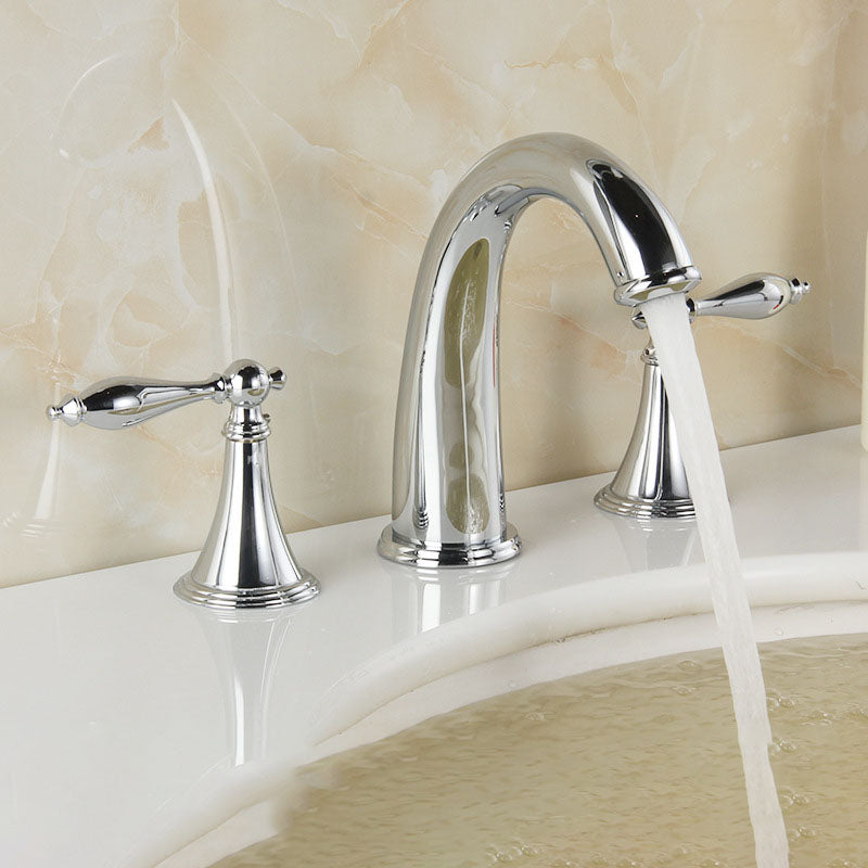 BowLift | Modern widespread sink faucet Simple bathroom double handle faucet with lever handle