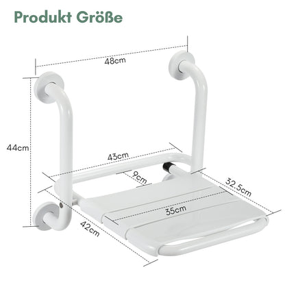 Foldable Shower Seat with Armrests Wall Mount | Karnz