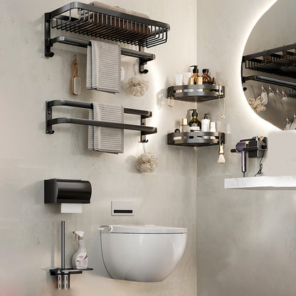BowLift | Modern Bathroom Accessory Set Black Bathroom Shelf Bathroom Accessory Set