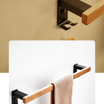 BowLift | Wood and Aluminum Bath Accessory Set Black Bathroom Accessory Kit