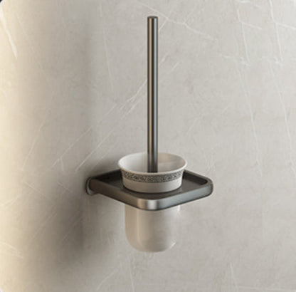 Contemporary Bathroom Accessory Set Grey Aluminium Bathroom Accessory Set