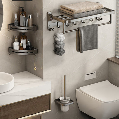 Contemporary Bathroom Accessory Set Grey Aluminium Bathroom Accessory Set