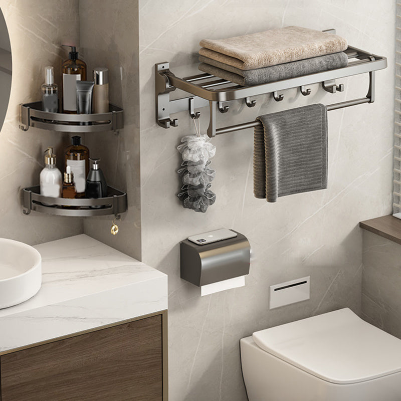 Contemporary Bathroom Accessory Set Grey Aluminium Bathroom Accessory Set