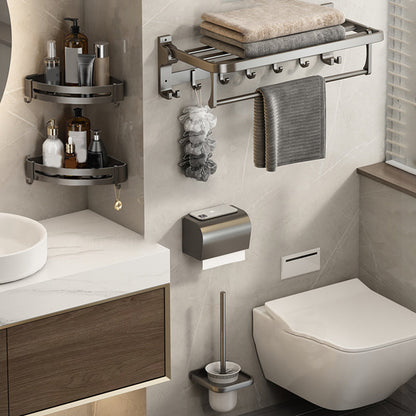 Contemporary Bathroom Accessory Set Grey Aluminium Bathroom Accessory Set