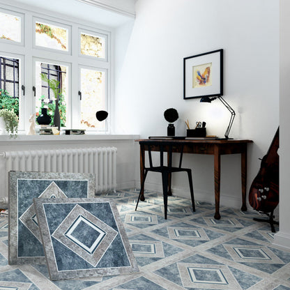 Peel-and-Stick PVC Floor Tiles with Diamond Look, 30.5 × 30.5 cm