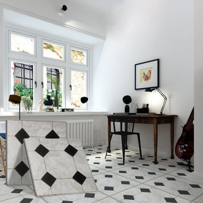 Peel-and-Stick PVC Floor Tiles with Diamond Look, 30.5 × 30.5 cm