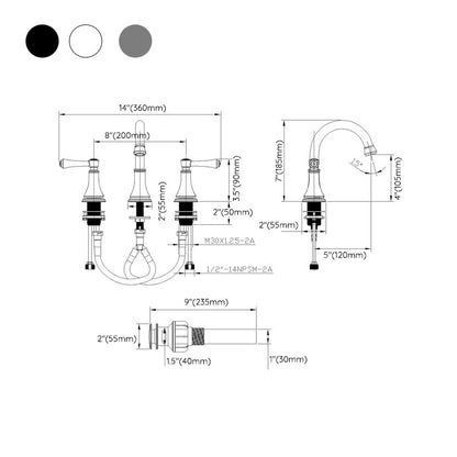 BowLift | Modern Sink Faucet Widespread Faucet with 2 Handles and 3 Holes