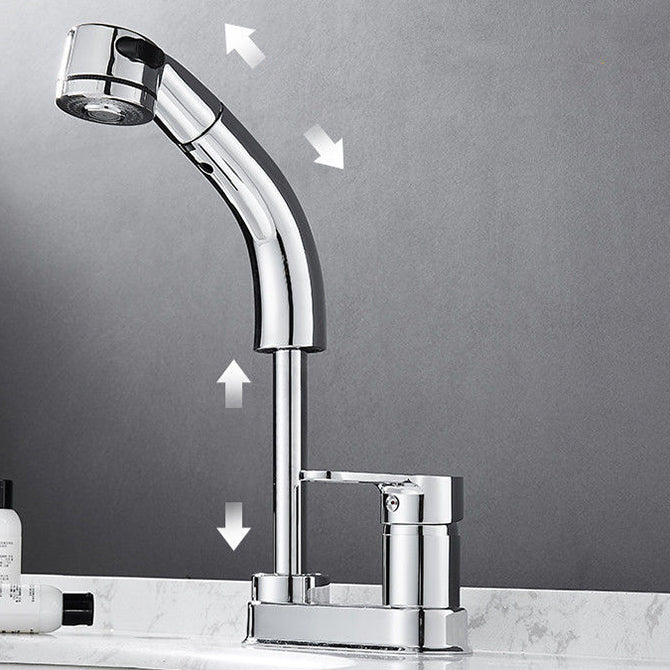 BowLift | Modern Style Sink Faucet Copper Handle Low Arc Pull-Out Sink Faucet