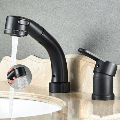 BowLift | Modern Style Sink Faucet Copper Handle Low Arc Pull-Out Sink Faucet