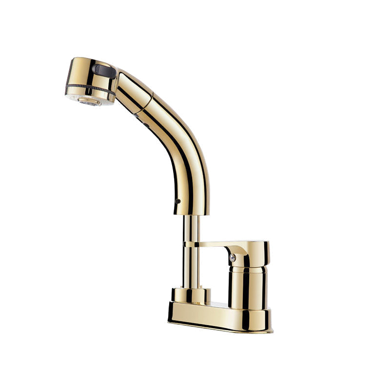 BowLift | Modern Style Sink Faucet Copper Handle Low Arc Pull-Out Sink Faucet