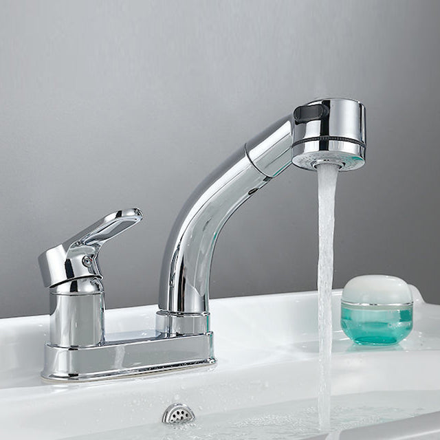 BowLift | Modern Style Sink Faucet Copper Handle Low Arc Pull-Out Sink Faucet